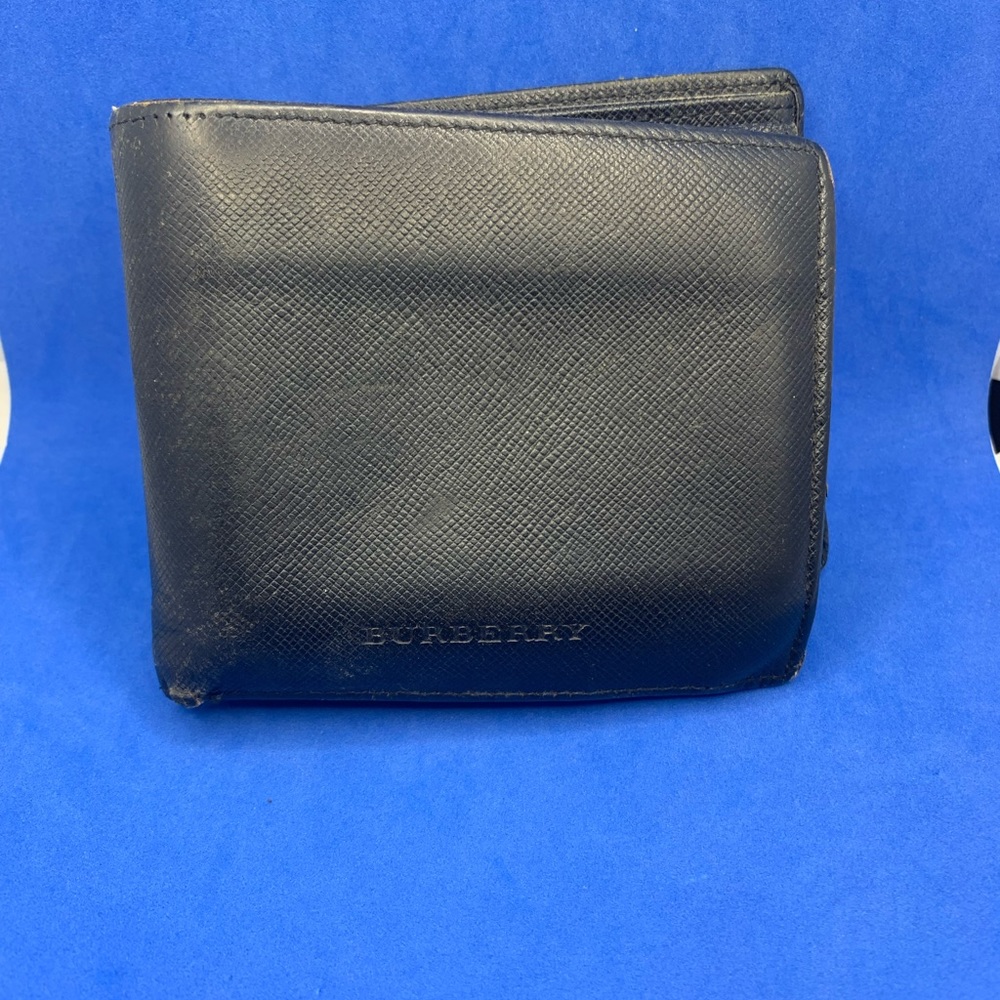 🔥 Vintage Burberry black leather Wallet haymarket checkered interior Rare - Picture 5 of 14